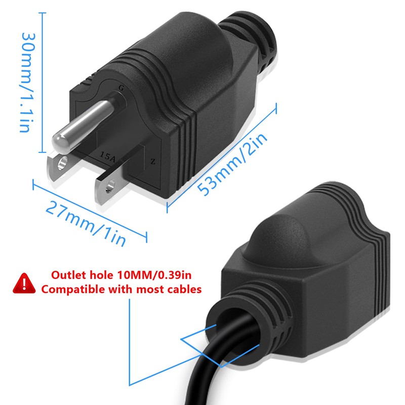 3 Prong Replacement Plug, 6 Pack Extension Cord Ends, Replacement