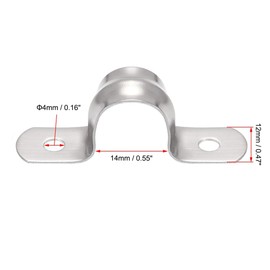 TOP-VIGOR 45 Stück starre Rohrbänder, 14 mm, 2 Löcher, Edelstahl-Spannrohrklemme, robuste Rohrschellen für Rohrrohr, Draht-Befestigung, Strom, Auspuff, Verlegung von Sanitärinstallationen