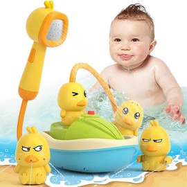 BIZOI Duck Electric Baby Bath Toy, Baby with Shower Head Bath Toy, Children's Water Shower Bath Toy for Boys, Girls, Birthday, Children's Day, Thanksgiving Gift