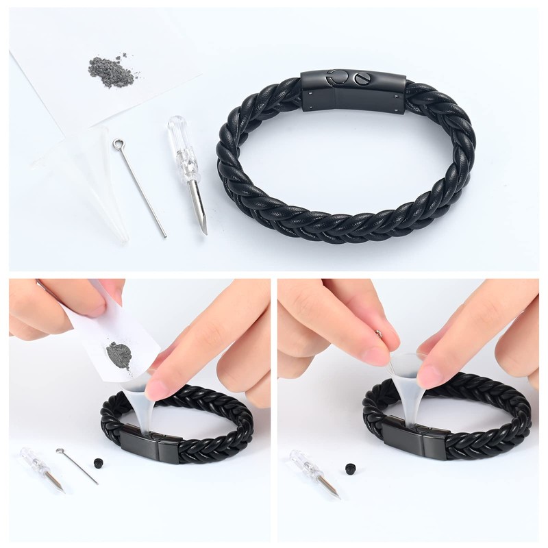 Minicremation Cremation Urn Bracelet for Ashes Urn Genuine Leather Bangles