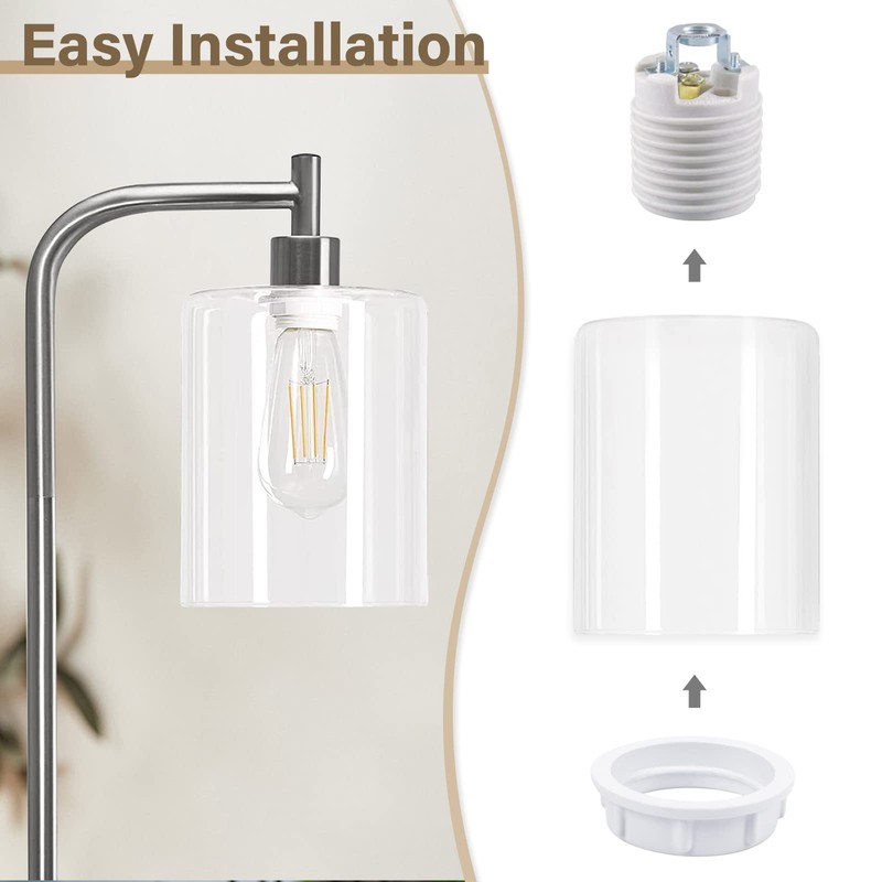DiCUNO E26 Lamp Shade Rings, White Light Socket Shade Ring,