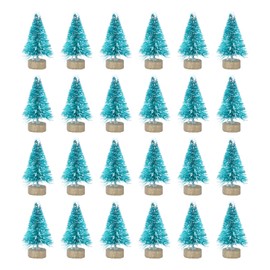VALICLUD Christmas Tree, Mini Christmas Tree Decoration Tabletop, 24 Pieces, Snow Frosted Tree with Wooden Base for Christmas Party Office Restaurant Home Decor (Teagle)