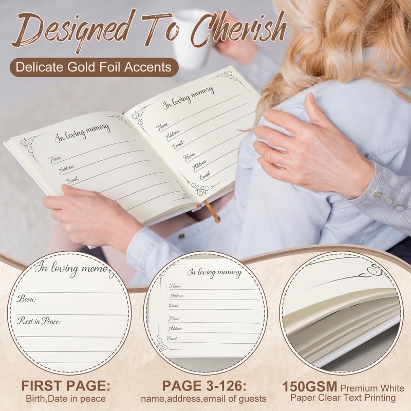64 Pcs Guest Book Set Funeral Guest Book Memorial Service,