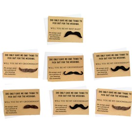 Heather & Willow Groomsmen Proposal Cards with Mustache - Set of 8 with Envelopes 5" x 7" | Funny Groomsmen Proposal Gifts for Wedding