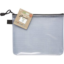 eco-eco A5 95% Recycled Super Strong Bag, Waterproof Mesh Tuff Bag, Reinforced, Black Zip Closure (Pack of 12)