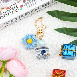 MUCOOS Blue Wishing Bottle Keychain, Blue Design of a Dried Flower Vase, Keychain Gift for Friends and Family, Thank You Gift