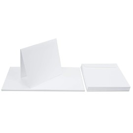 Netuno 50 Folding Cards with Envelope Folding Cards White Blank + Square Envelopes White Card Package Craft Set Blank Folding Cards + Envelopes Square Cards Set with Envelopes Square