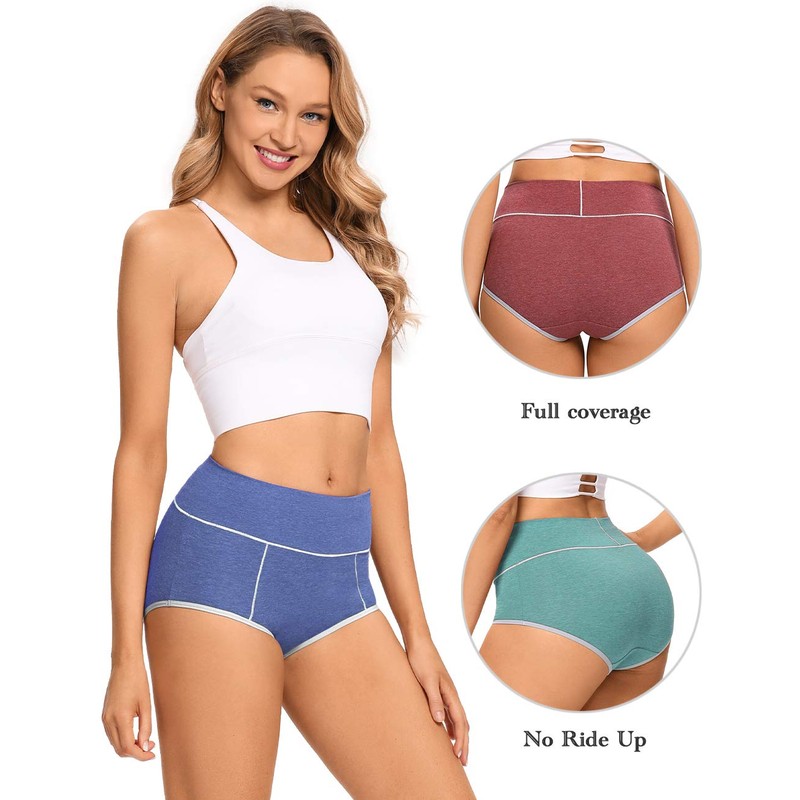 POKARLA Women's High Waisted Cotton Underwear Soft Breathable Postpartum Panties