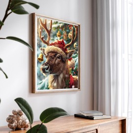SKRYUIE Paint by Numbers Kit for Adults Beginner Elk Deer, Acrylic Christmas Oil Painting by Numbers Kits with PaintBrushes Paintwork Art Crafts Canvas for Home Decor 16x20 inch d2