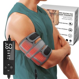 CREATRILL Upper Arm Heating Pad Sleeve, Heated Arm Brace for Bicep Tendonitis Muscle Strains