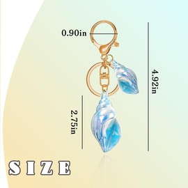 Ocean Blue Beach Keychain for Girls Women Beach Sea Shell Bag Charms for Handbags Seashell Bag Accessories for Purse Wallet Ocean Keychains for Girls Women Trendy Car Hanging Accessories Conch Charm
