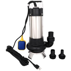 OCPTY 1.5HP 6340GPH Submersible Water Pump 1.1KW Sewage Pump made of stainless steel for Swimming Pool Garden Tub Pond Flood Drain with Float Switch