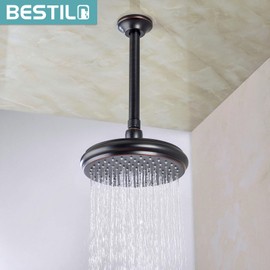 BESTILL 8 Inch Ceiling Mount Rain Shower Head Arm and Flange, Oil Rubbed Bronze