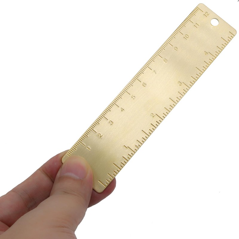 1Pcs 12cm Straight Brass Ruler, 120mm /4 Inches Metric Dual