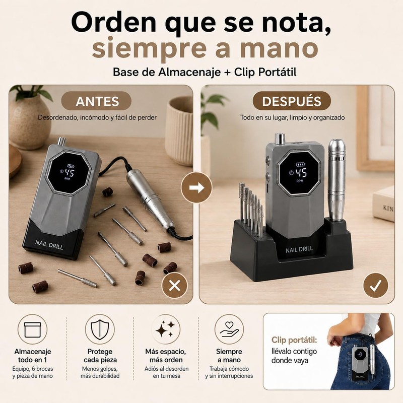 Esmerl para Uñas Eléctrica,Drill para Uñas Profesional 45000 rpm de