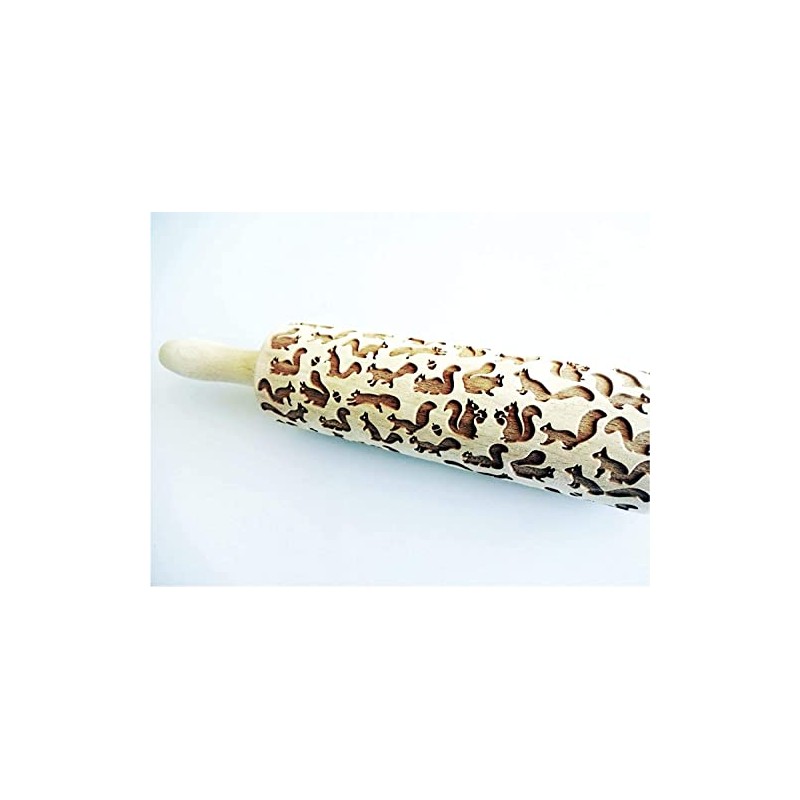 FUNNY SQUIRRELS PATTERN EMBOSSING ROLLING PIN LASER ENGRAVED ROLLING PIN