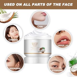 Crema Depilatoria Facial, Crema Depilatoria Facial De Coco Para Labio Superior Y Mentón Para Mujeres, Depiladora Facial Para Mujer Para Piel Sensible, Suave Y No Irritante (2P