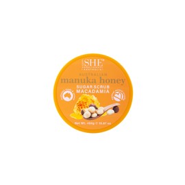 Om SHE Aromatherapy Manuka Honey Sugar Scrub with Macadamia 15.87oz - Exfoliating Body Scrub, Natural Sugar, Micro Bead Free, Rosehip Oil. Australian made.