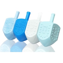 The Dreidel Company 10-Pack Hanukkah Blue and White Plastic Pastel Colored Dreidel, for Children, Boys and Girls, Party Favors (10-Pack)