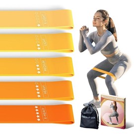Resistance Loop Exercise Bands, Resistance Bands Exercise Bands for Home Fitness, Stretching, Strength Training, Physical Therapy,Elastic Workout Bands for Women Men Kids, Set of 5 - Color: orange