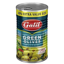 Galil Green Olives | Large Pitted Olives | 24 oz | Kosher for Passover, Halal, Product of Israel