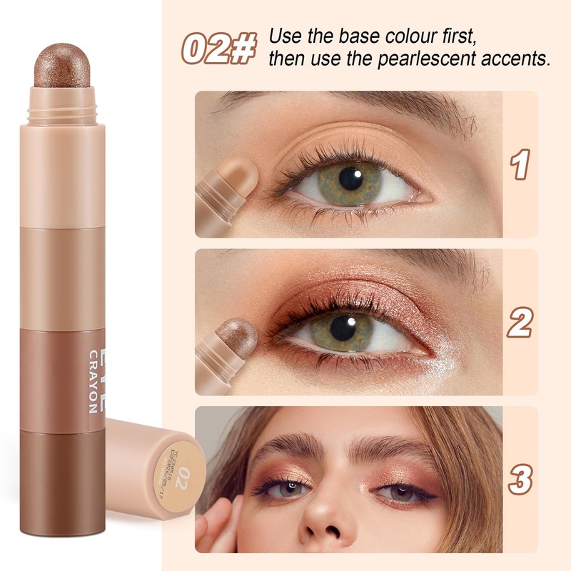 Apooliy 4 Colours Eyeshadow Pen, Mother of Pearl Fine Glitter