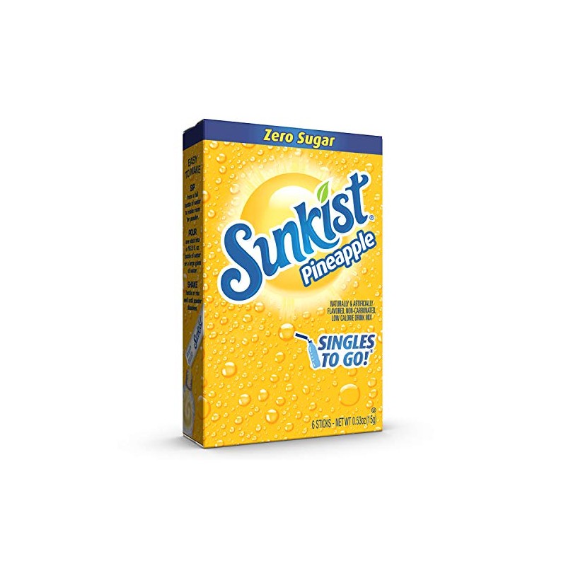 Sunkist Soda Pineapple Singles To Go Drink Mix, 0.53 OZ,