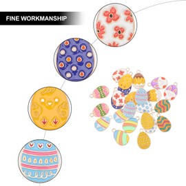 JECOMPRIS 24pcs Easter Egg Charms Enamel Easter Egg Pendant for Necklace Bracelet Earrings DIY Jewelry Making Crafting