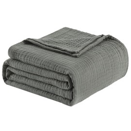 LAST MODA Muslin Blanket 100% Cotton Blanket Throw 108”x90”, Lightweight Breathable Summer Blanket Throw. Supersoft 4-Layer Gauze Throw Blanket for Sofa, Couch, Bed, All-Season Use, Dusty Olive