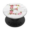 WHITE MARBLE PHONE GRIP PINK LETTER E INITIAL - E