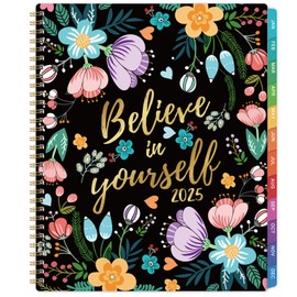 2025 Planner - Planner 2025, Jan 2025 - Dec 2025, 2025 Planner Weekly and Monthly, 8.5" x 11" 2025 Calendar Monthly Planner with Tabs&Pocket, Flexible Cover, Twin-Wire Binding - Black Floral
