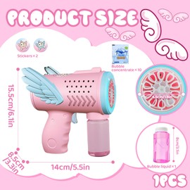 Fancysky Electric Bubble Gun, Bubble Gun for Children, with 150 ml Bubble Liquid, Bubble Machine with Light, Suitable for Parties, Park, Weddings (Pink Angel)