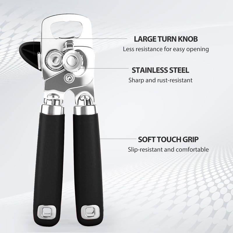 Safring Can Opener Manual, Heavy Duty Stainless Steel Smooth Edge