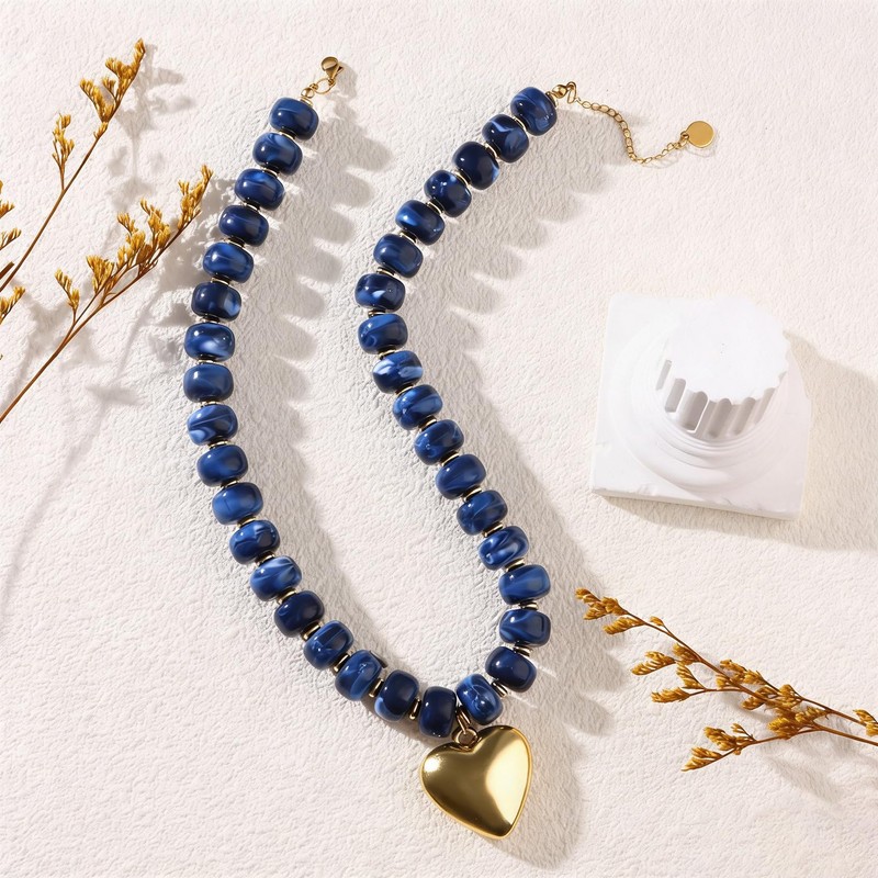 joymiao Beaded Necklace for Women Chunky Beaded Necklace Big Bead