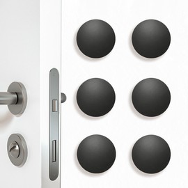 Door Stoppers Wall Protector, Silicone Door Bumper, Self-Adhesive Wall Shield, Door Slamming Silencer, Door Knob Guard for Home, Office, School, 1.77 x 1.77 Inch [6 Pack] [Black]