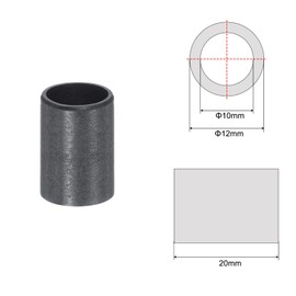 sourcing map Pack of 4 Sleeve Plain Bearings 10 mm Bore 12 mm Outer Diameter 20 mm Length POM Coated Oil-Free Bushings Black