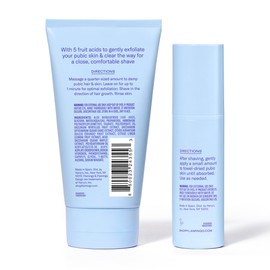 Flamingo Flamingo Pubic Hair Shaving Skin Care Set, Exfoliating Shaving Gel for Women 5 fl oz with Restorative Post Shave Serum 1.7 fl oz