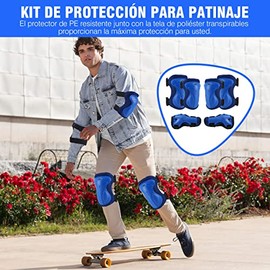 MUÜNSOY Juego De Rodilleras, Coderas, Muñequeras 6 Pzs, Paquete De Protectores para Patineta, Ciclismo, Patinaje, Deportes al Aire Libre,...          