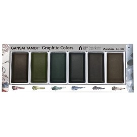 Kuretake GANSAI TAMBI GRAPHITE COLORS, 6 colors set, Watercolor paint for Professional, for artists and crafters,Illustrations, Drawing, Lettering, Made in Japan