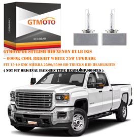 GTMOTO for 2016 2017 2018 GMC Sierra 1500 2500 3500 HD HID Headlights, 2019 2500HD 3500HD SLT SLE 25W D5S Xenon Headlamp Bulb GM 13594523, 6000K Cool Bright White 35W D5SC1 Bi-Xenon Lights, 2 Pack