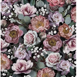 Ambiente Europe Napkin Vintage Flowers Black 33 x 33 cm