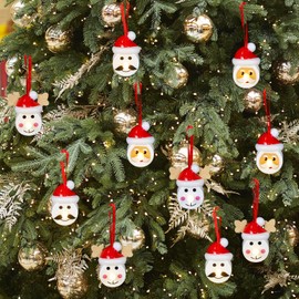 DRomance Christmas Flameless Votive Candles Battery Operated with 6H Timer, 12 Packs White Hanging LED Flickering Tealight Candles Snowman Santa Deer Shaped Holiday Indoor Decoration(2.4" D x 0.7" H)