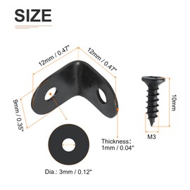 DTGN 0.47"x0.47"x0.35"(LxWxH) L Bracket Corner Braces -60Pack- Good for Mending Wooden Furniture - Metal Right Angle Brackets W/Screws - Black
