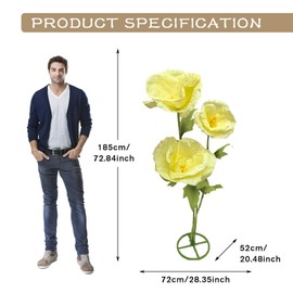 ASDFG 3PCS Giant Flower Decoracion Artificial Bloom - Yellow Fake Flowers with Stems Waterproof, Large 3D Flowers Indoor for Home Garden Weddings Parties Hotel Office Display Decorative