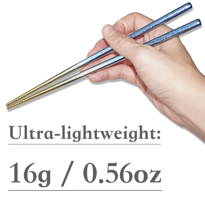 TIAKO 2 Pair Titanium Chopsticks Set (Blue & Pink) |