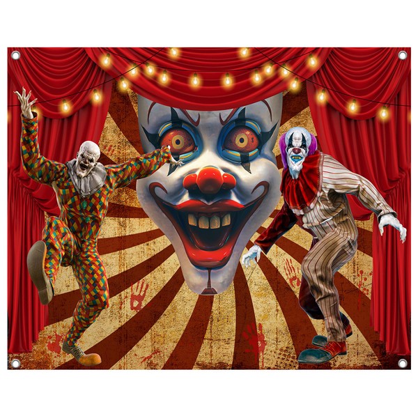 UMURILXY 10x8FT Halloween Clown Backdrop, Scary Evil Circus Polyester Photography