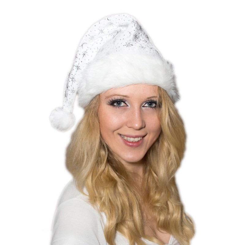 Ciffre Set of 2 Christmas Hats Santa Hat White Plush