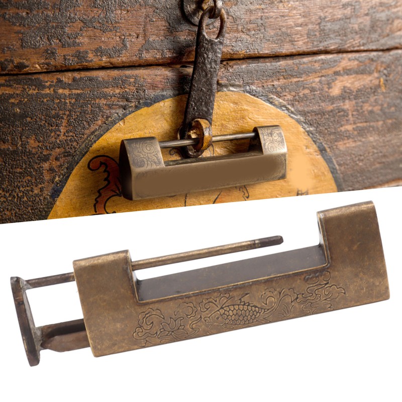 Antique Style Lock Spacing 5.9cm Auspicious Fish Lock Chinese Locks