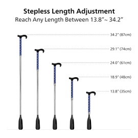 bonfaran Premium Shoe Horn Long Handle, 14"- 35” Telescoping Stainless Steel Shoe Horn, Adjustable Length, Portable Shoe Horn, Extendable Long Shoe Horn for Seniors Pregnant Women Kids (BLUE)