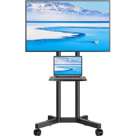 TAVR Modern Rolling TV Stand Cart for TVs 32 to 75 inch for Office Classroom Black